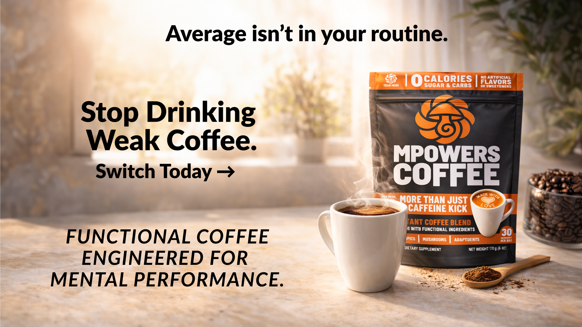 MPOWERS BAG WITH COFFEE CUP